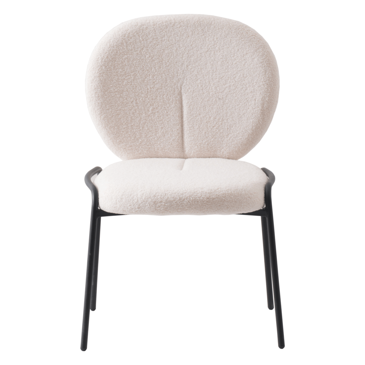 Celestial Modern Boucle Dining Side Chair with Black/White Powder Coated Iron Frame Black Armless White Dining Chair Leisuremod