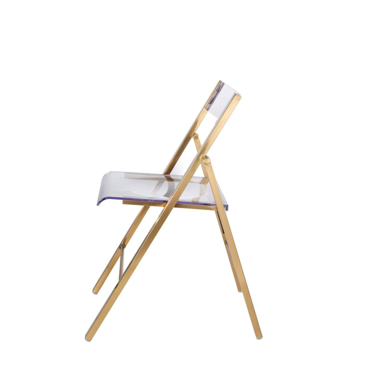 Menno Modern Acrylic Gold Base Folding Chair Clear Dining Chair Leisuremod