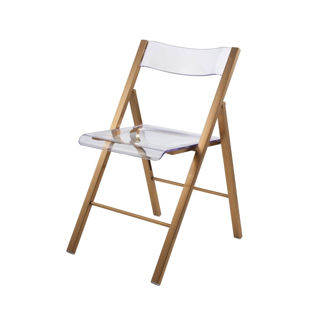Menno Modern Acrylic Gold Base Folding Chair Clear Dining Chair Leisuremod