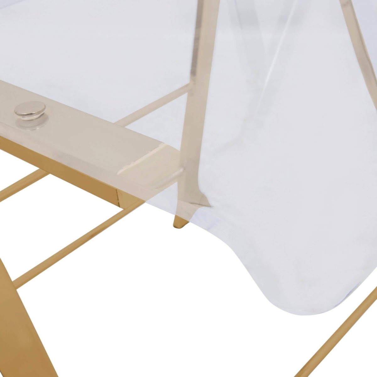 Menno Modern Acrylic Gold Base Folding Chair Dining Chair Leisuremod