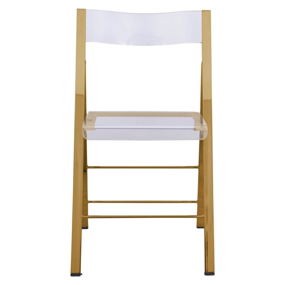 Menno Modern Acrylic Gold Base Folding Chair Dining Chair Leisuremod