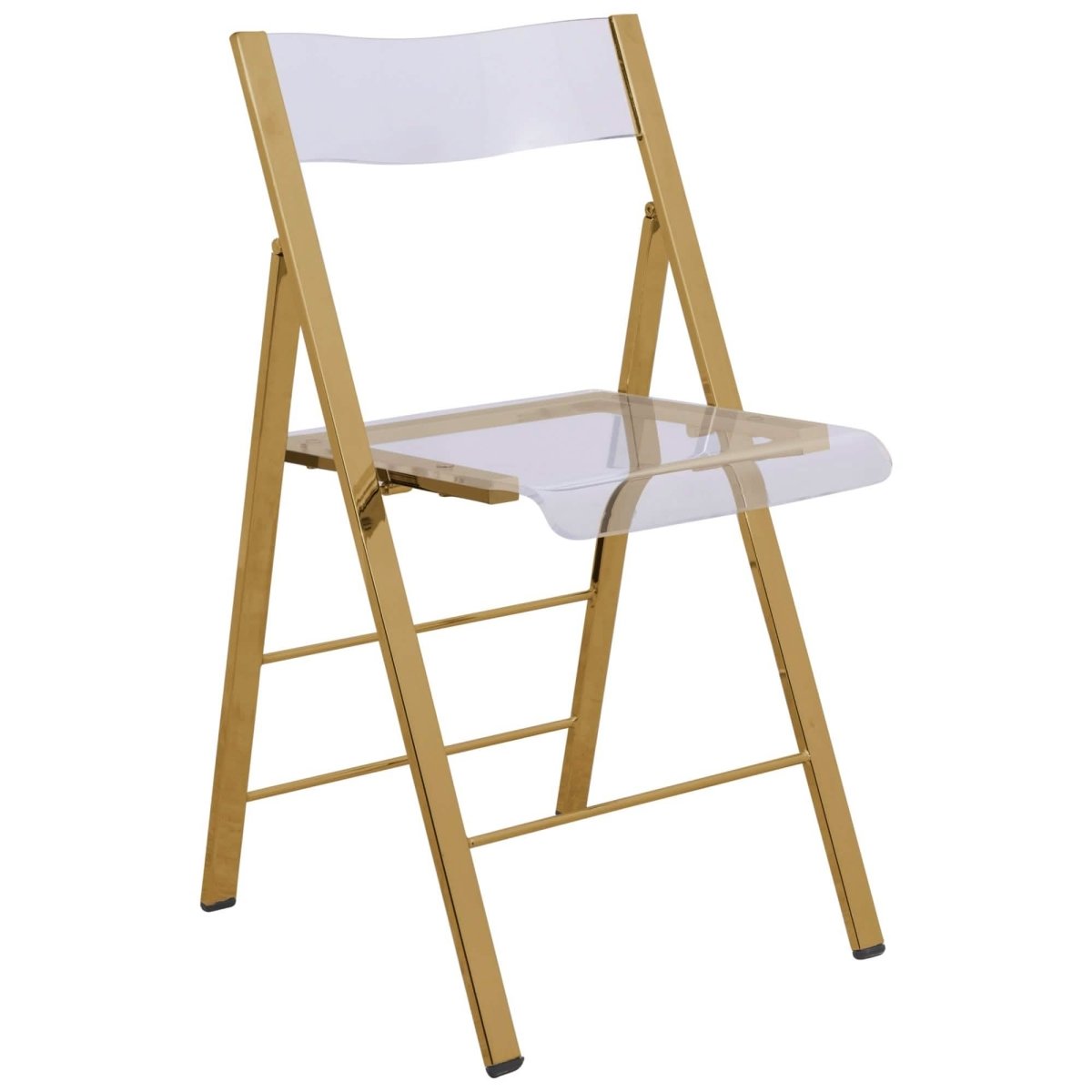 Menno Modern Acrylic Gold Base Folding Chair Dining Chair Leisuremod