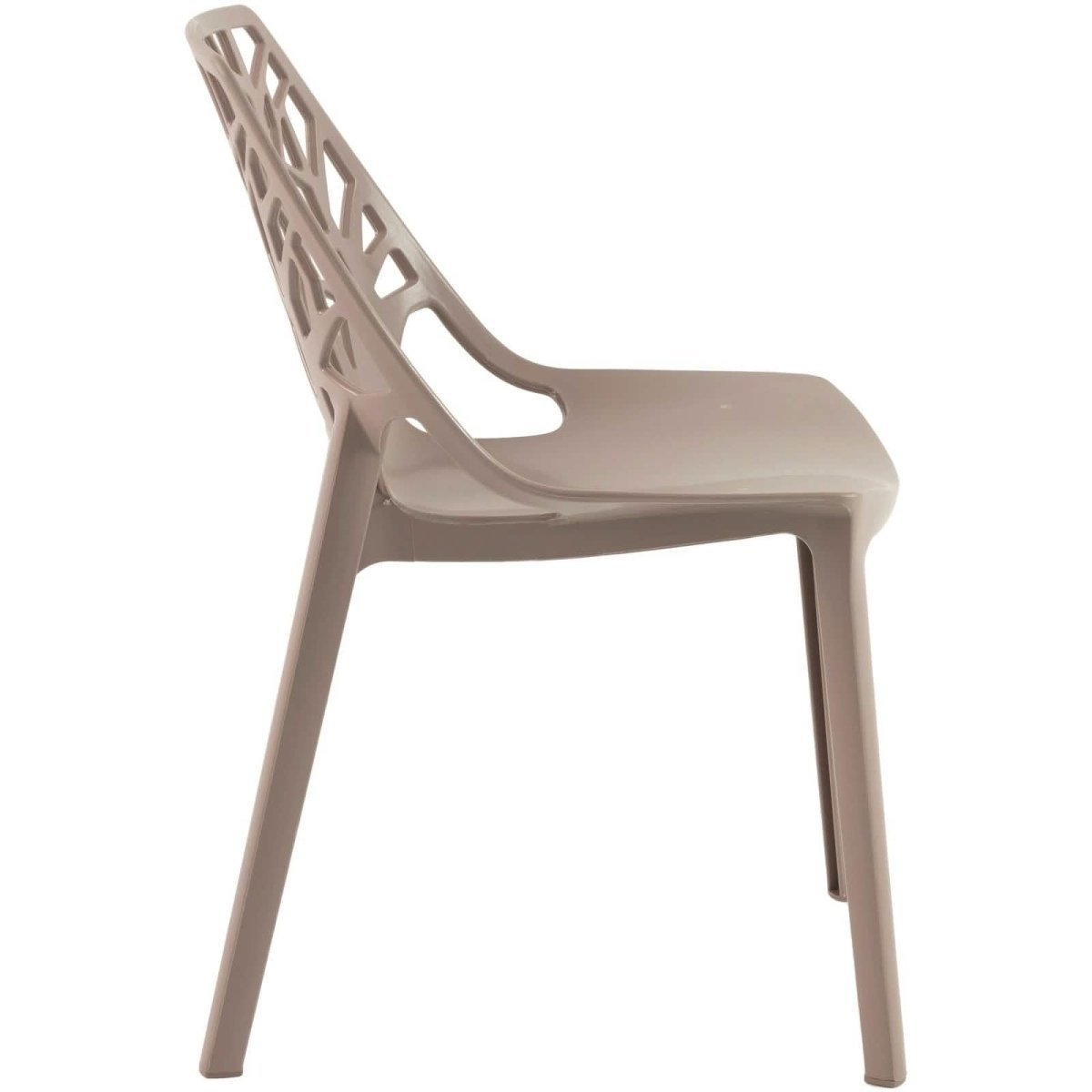 Cornelia Modern ABS Plastic Stackable Dining Chair with Cut-Out Tree Design Taupe Dining Chair Leisuremod