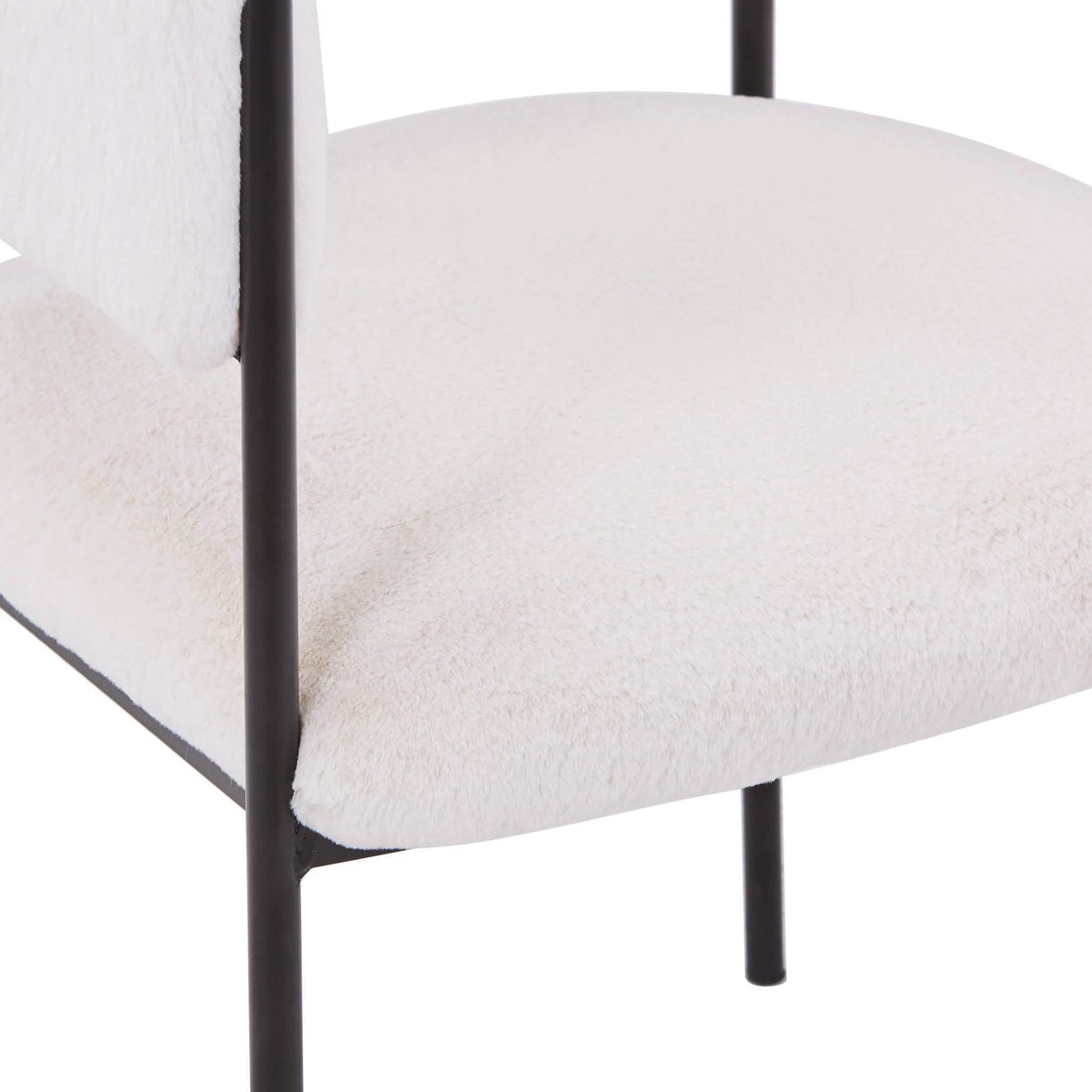 Cyril Dining Chair in Leather or Velvet with Open Back Design and Powder-Coated Iron Frame White Dining Chair Leisuremod