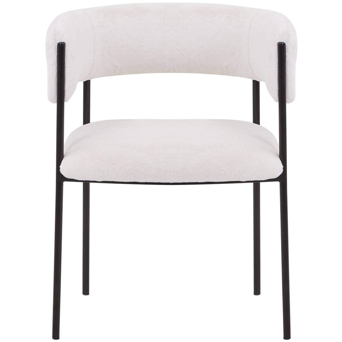 Cyril Dining Chair in Leather or Velvet with Open Back Design and Powder-Coated Iron Frame White Dining Chair Leisuremod