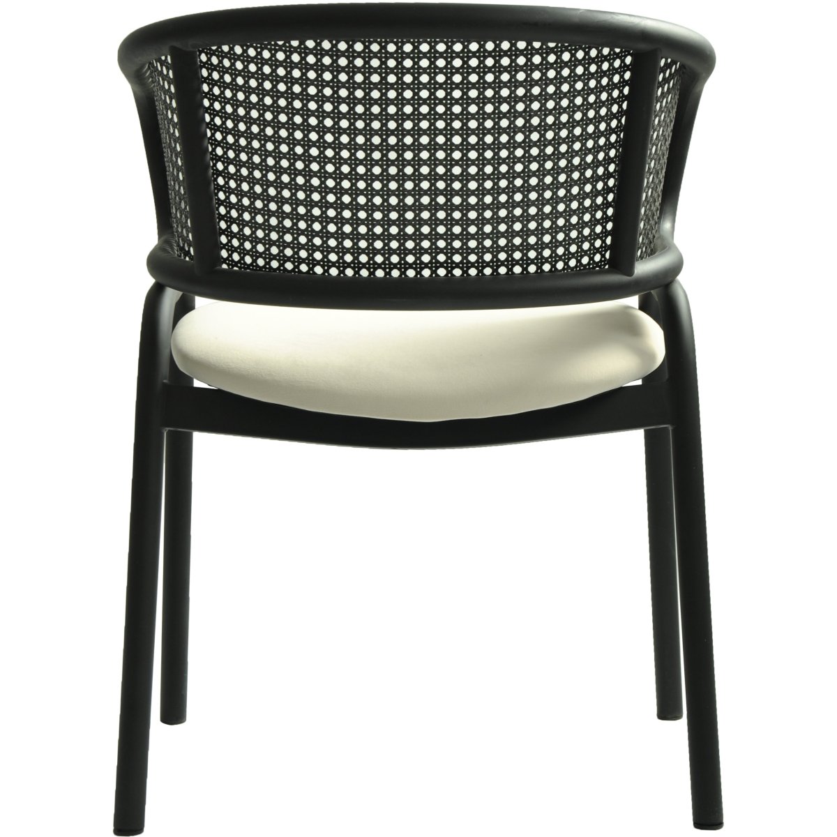 Ervilla Velvet Dining Armchair with Steel Legs and Wicker Back Black Black Beige Dining Chair Leisuremod