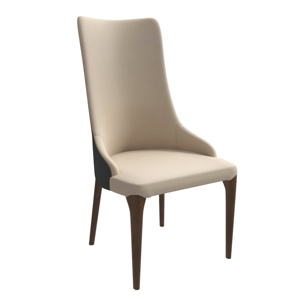 Elm Dining Chair with a Leather/Velvet Seat and a Two-Tone Color Design Backrest in Ash Wood Grey Dining Chair Leisuremod