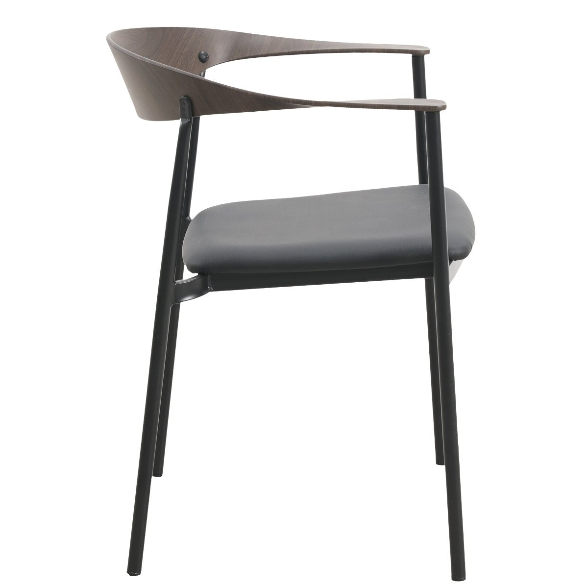 Kora Dining Chair Upholstered in Leather with Stainless Steel Frame and Legs Brown Black Dining Chair Leisuremod
