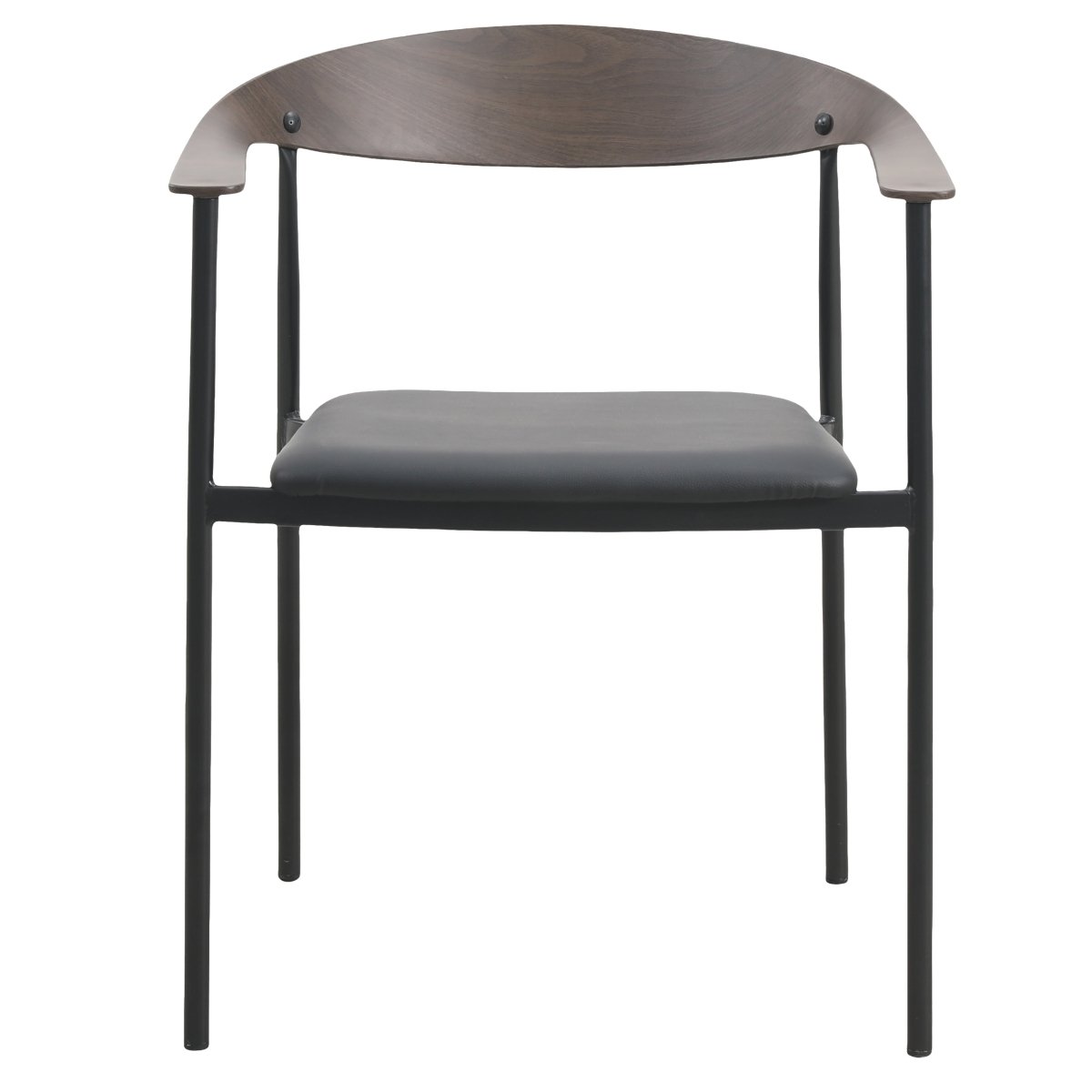Kora Dining Chair Upholstered in Leather with Stainless Steel Frame and Legs Brown Black Dining Chair Leisuremod