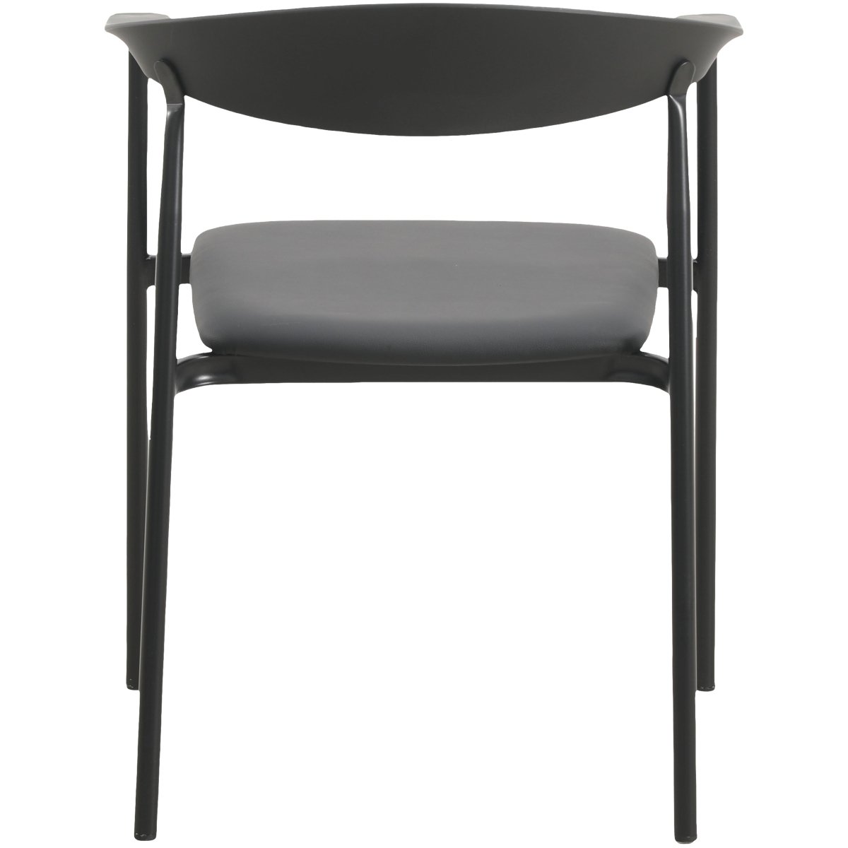 Kora Dining Chair Upholstered in Leather with Stainless Steel Frame and Legs Black Dining Chair Leisuremod