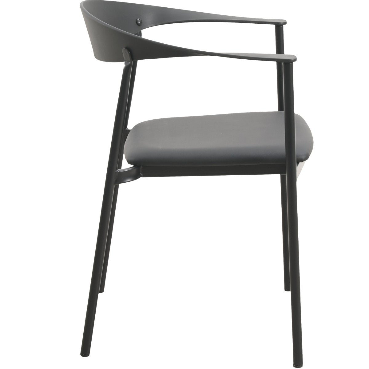 Kora Dining Chair Upholstered in Leather with Stainless Steel Frame and Legs Black Dining Chair Leisuremod