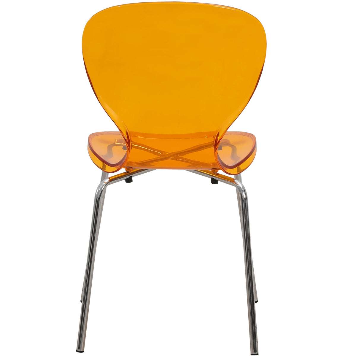 Oyster Modern Stackable Dining Side Chair with Chrome/White/Black Stainless Steel Legs Silver Transparent Orange Dining Chair Leisuremod