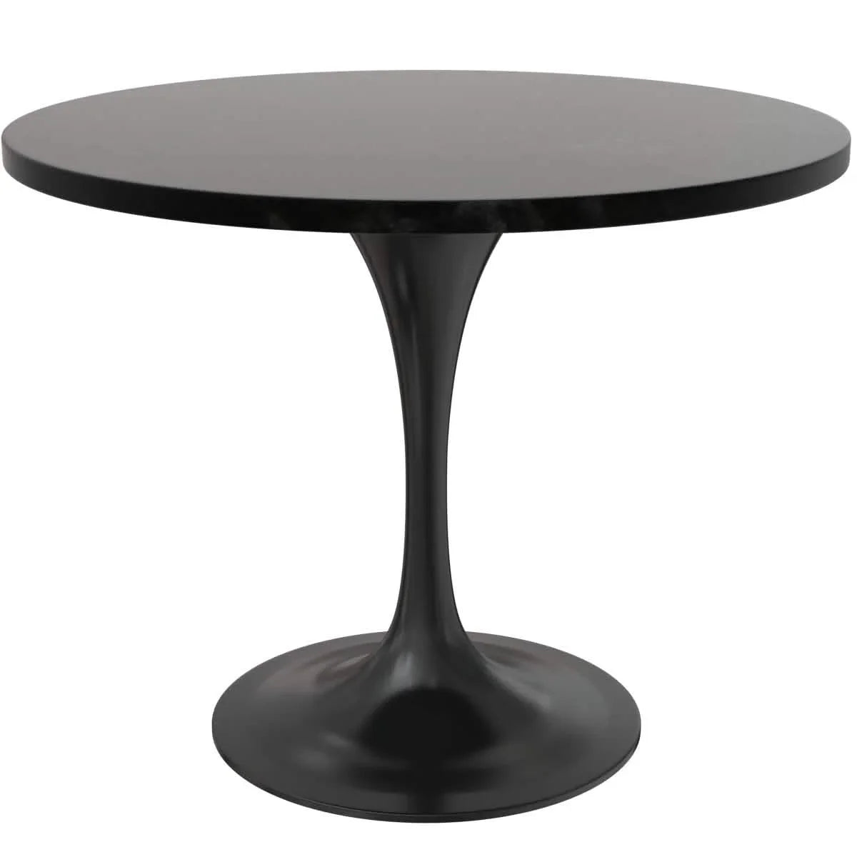 Verve 5-Piece Dining Set with 36" Round Dining Table in Black MDF Top and 4 Dining Chairs Upholstered in Velvet/Leather - Elax Furniture