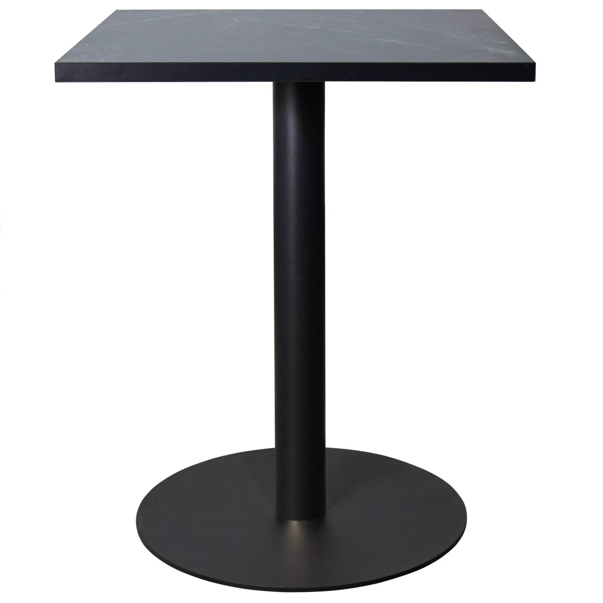 Vail Collection Dining Table Black/Gold Round Base With 24" Square Black MDF Top Black Black Dining Table Leisuremod