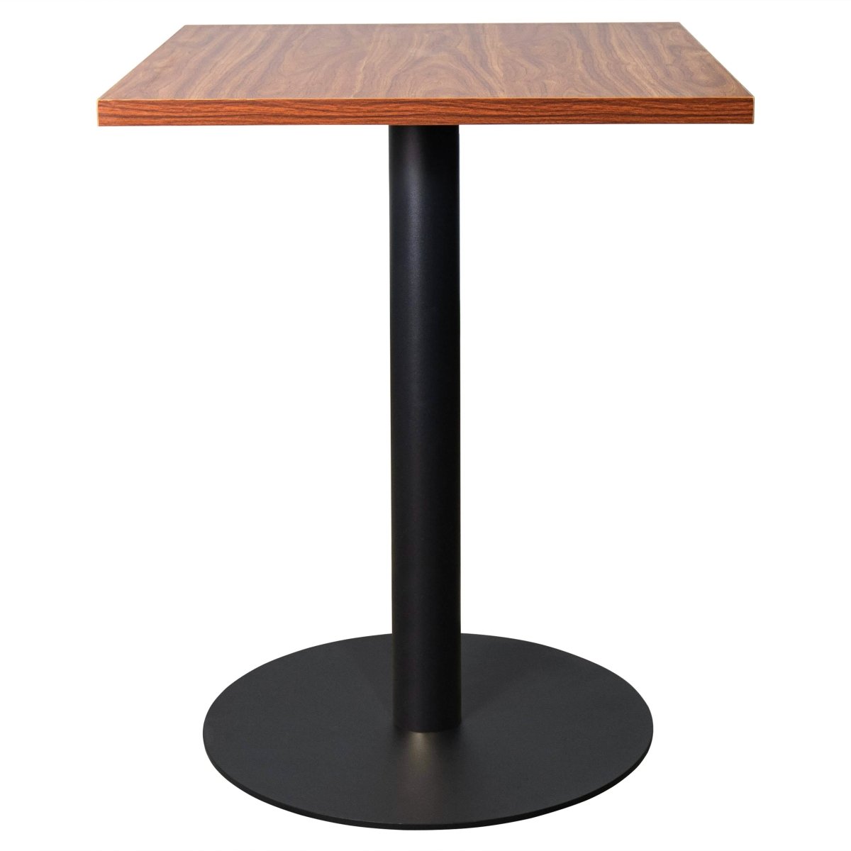Vail Collection Dining Table Black/Gold Round Base With 24" Square Black MDF Top Black Cognac Brown Dining Table Leisuremod