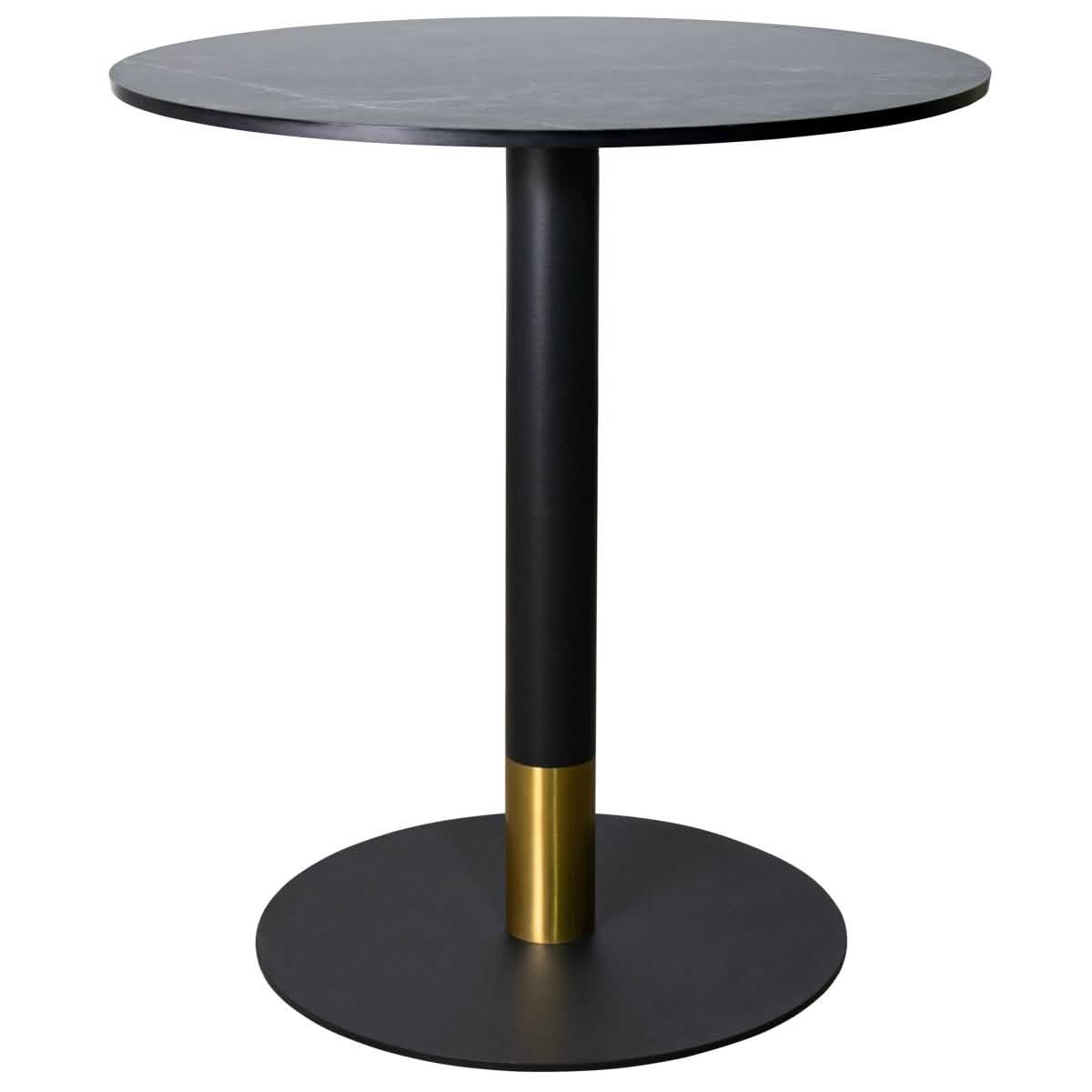 Vail Collection Dining Table Black Base With 27"/36" Round Black MDF Wood/Sintered Stone Top 36 Inches Light Wood Brown Wood Dining Table Leisuremod