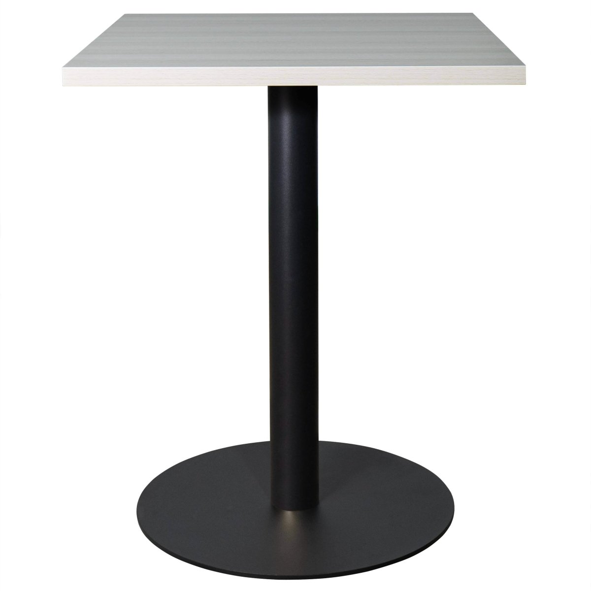 Vail Collection Dining Table Black/Gold Round Base With 24" Square Black MDF Top Black Light Wood Brown Dining Table Leisuremod