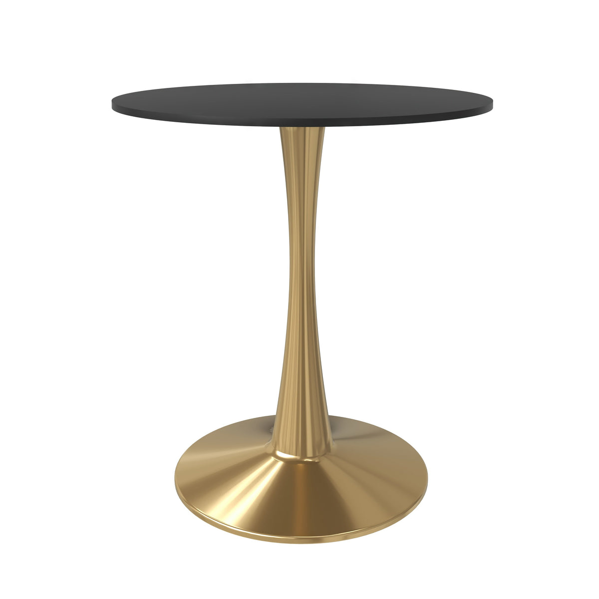 Bristol Round Dining Table with MDF/Sintered Stone/Glass Tabletop in Gold Steel MDF 24 Inches Black Dining Table Leisuremod