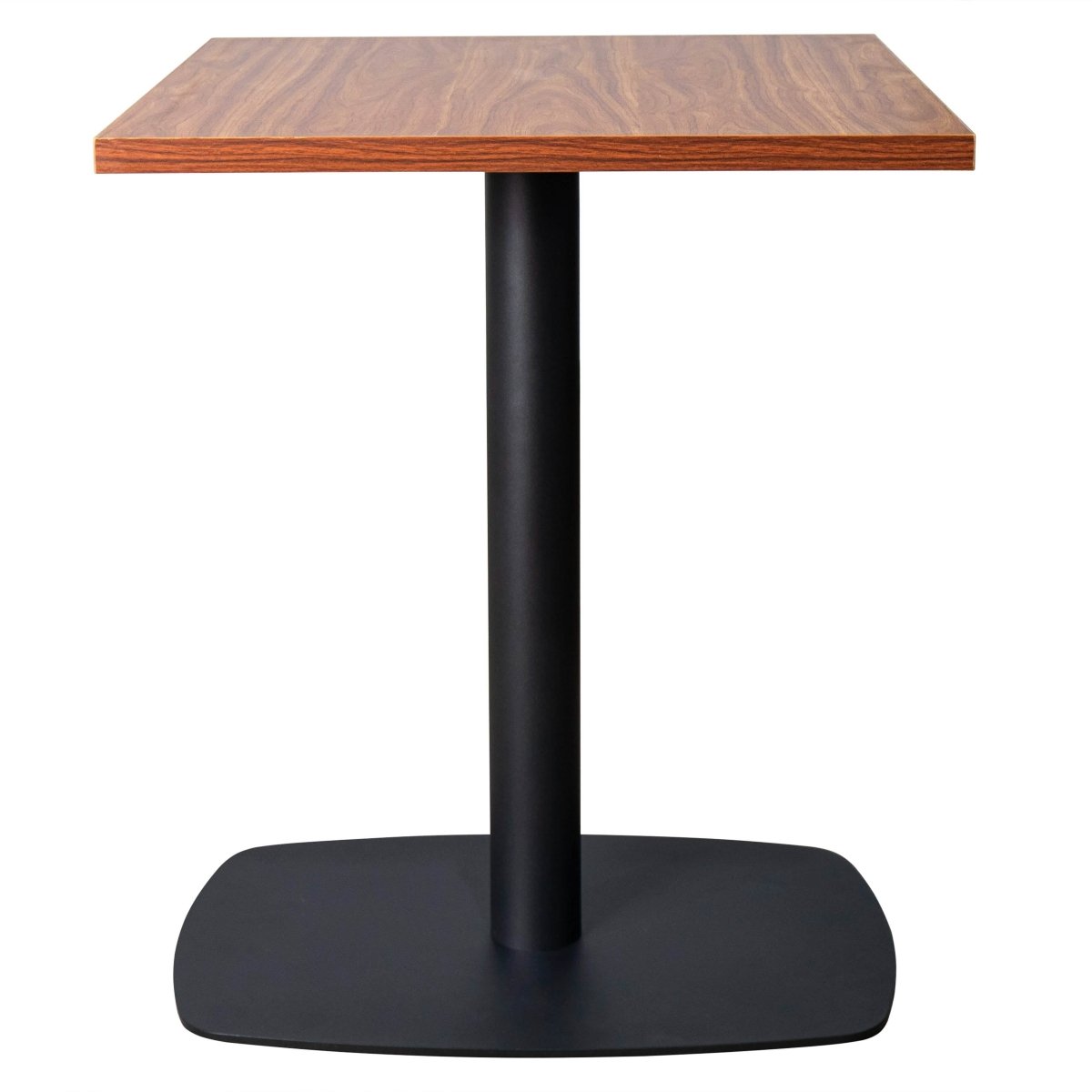 Vail Collection Dining Table Black Rectangle Base With 24" Square MDF Top Cognac Brown Dining Table Leisuremod