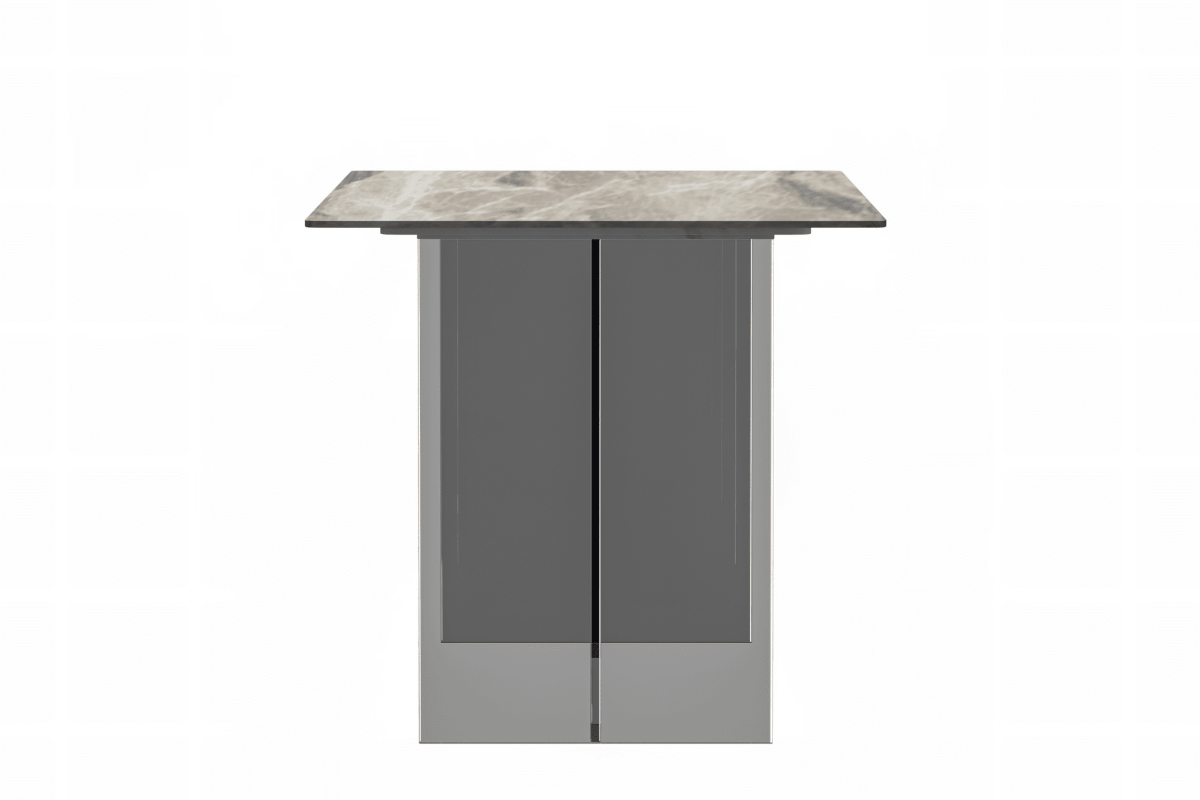 Kova Rectangular Dining Table with Sintered Stone/Glass Top and Acrylic Base Legs Sintered Stone Deep Grey Dining Table Leisuremod