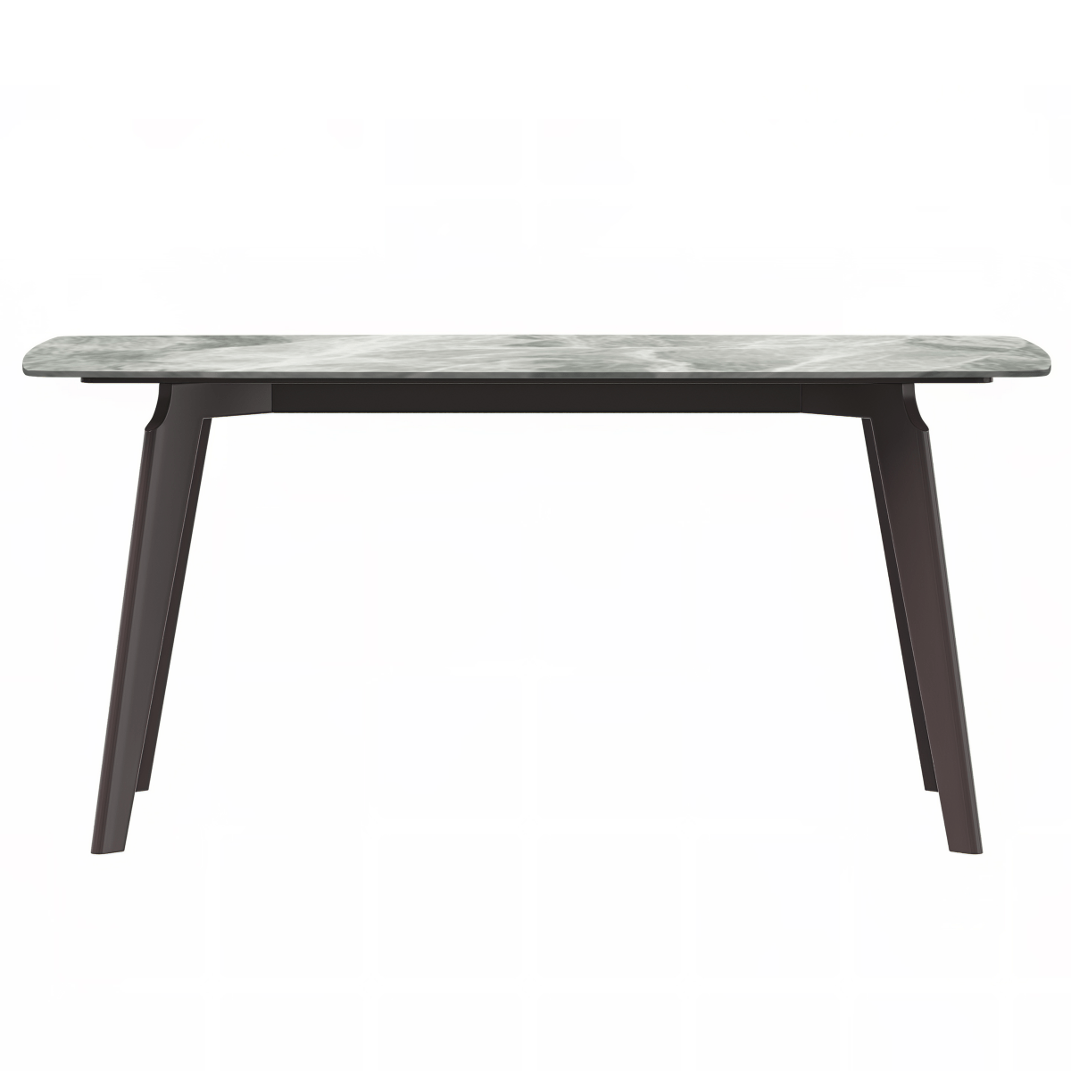 Krevor Modern Dining Table with Rectangular Stone/Glass Wide Tabletop with Black Steel Legs Sintered Stone Light Grey Dining Table Leisuremod