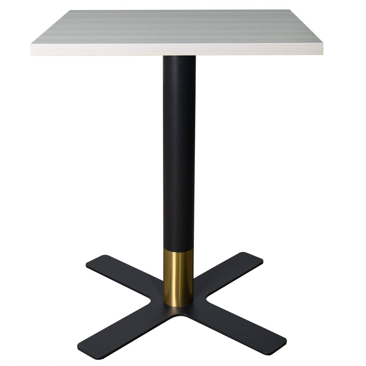 Vail Collection Dining Table Black/Gold X Base With 24" Square MDF Top Light Wood Brown Dining Table Leisuremod