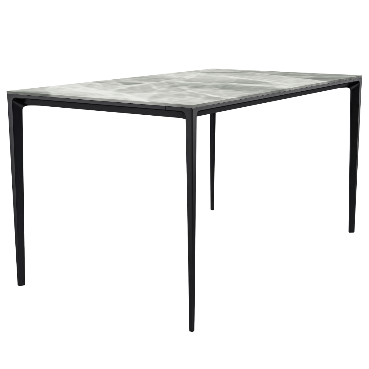 Avo Rectangular Dining Table with Sintered Stone/Glass Tabletop in Black Aluminum Base Stone Dining Table Leisuremod