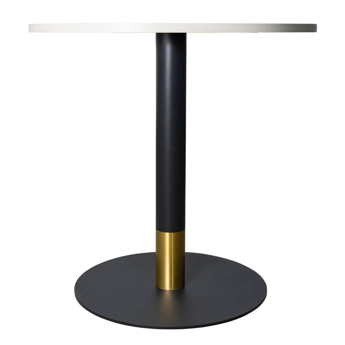 Vail Collection Dining Table Black Base With 27"/36" Round Black MDF Wood/Sintered Stone Top 36 Inches Light Wood Brown Wood Dining Table Leisuremod