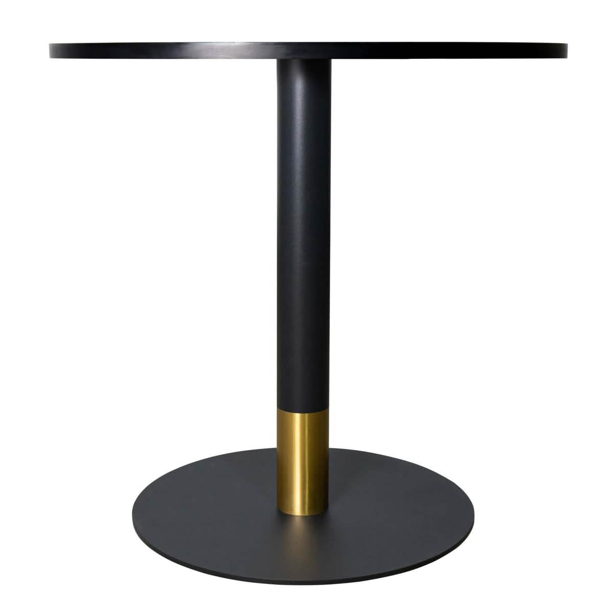 Vail Collection Dining Table Black Base With 27"/36" Round Black MDF Wood/Sintered Stone Top 36 Inches Light Wood Brown Wood Dining Table Leisuremod