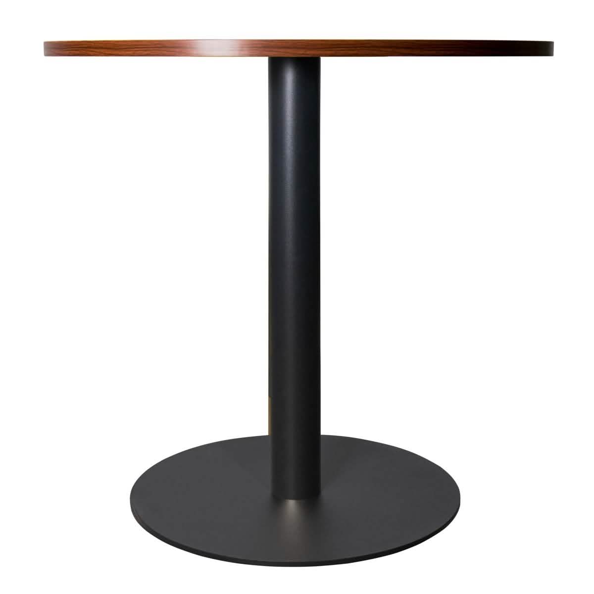 Vail Collection Dining Table Black Base With 27"/36" Round Black MDF Wood/Sintered Stone Top 27 Inches Cognac Brown Wood Dining Table Leisuremod
