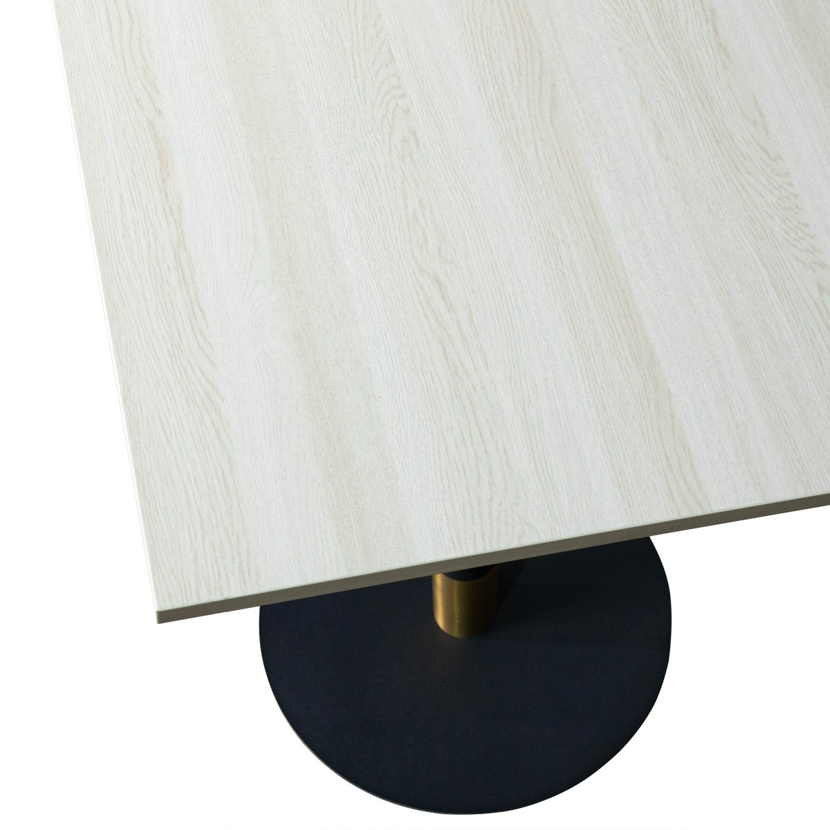 Vail Collection Dining Table Black/Gold Round Base With 24" Square Black MDF Top Black Gold Light Wood Brown Dining Table Leisuremod