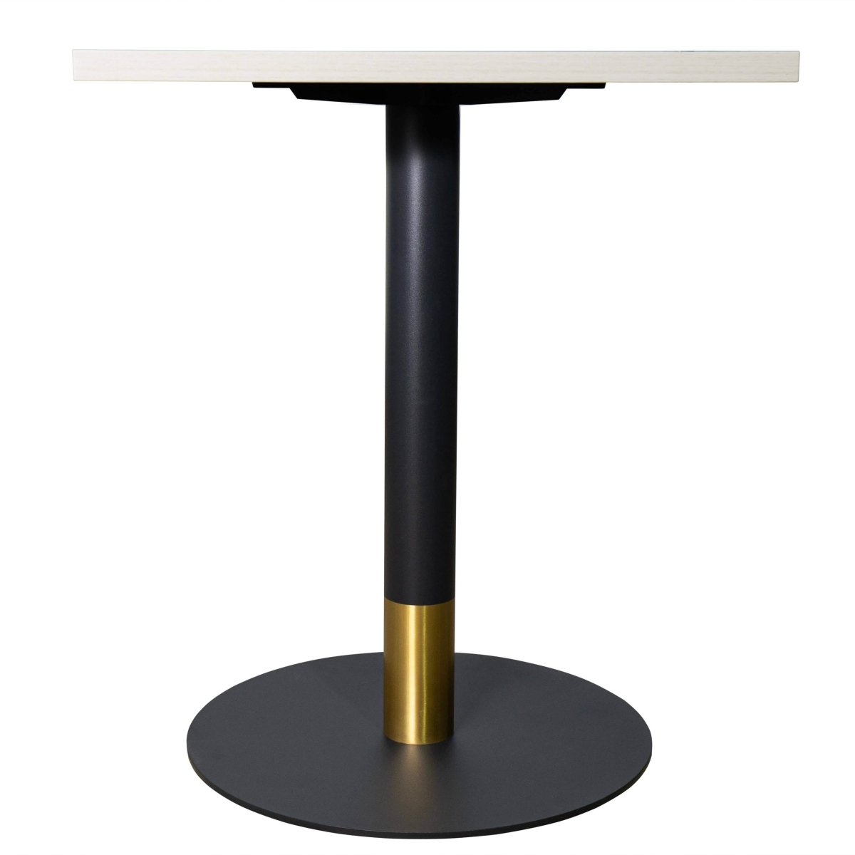 Vail Collection Dining Table Black/Gold Round Base With 24" Square Black MDF Top Black Gold Light Wood Brown Dining Table Leisuremod