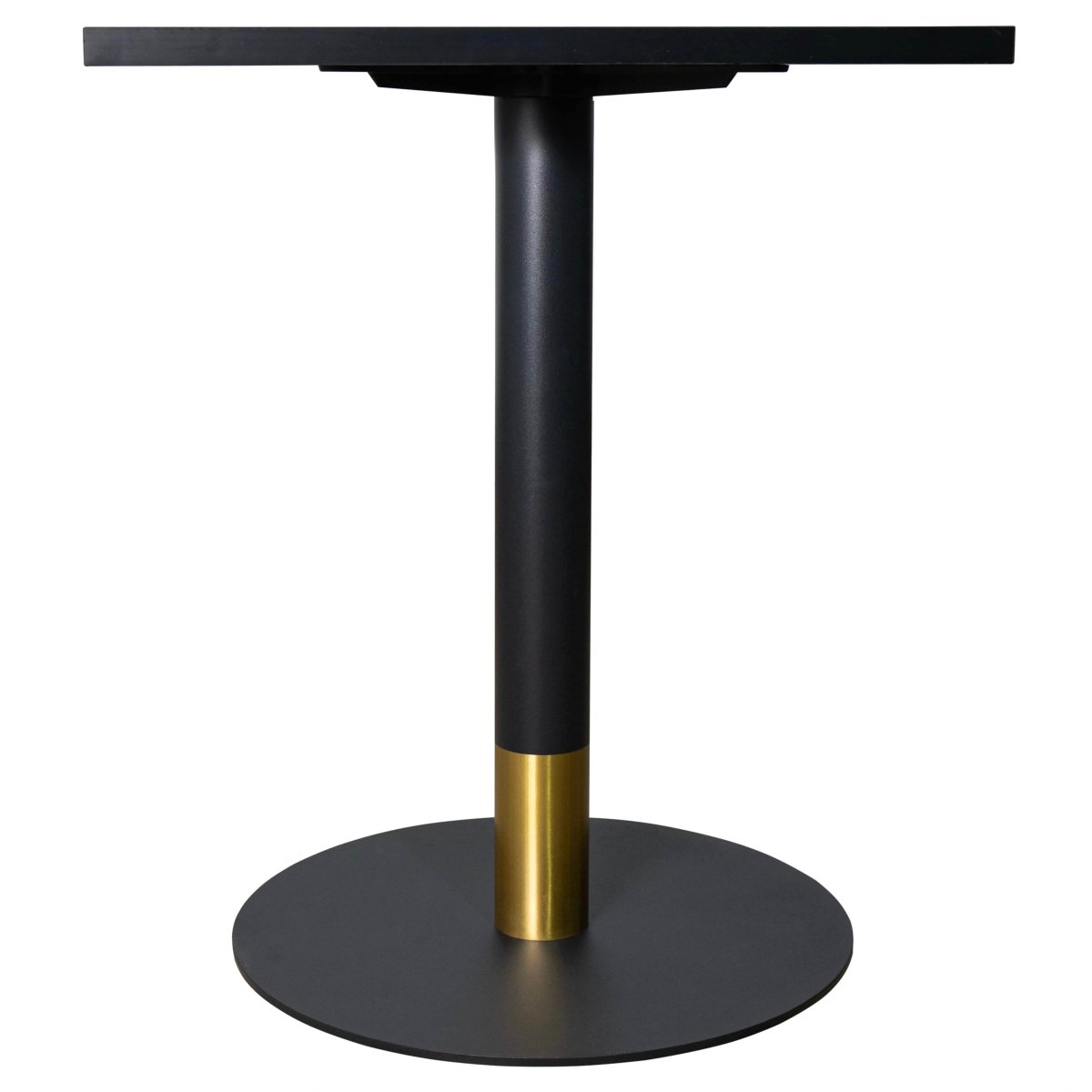 Vail Collection Dining Table Black/Gold Round Base With 24" Square Black MDF Top Black Gold Black Dining Table Leisuremod