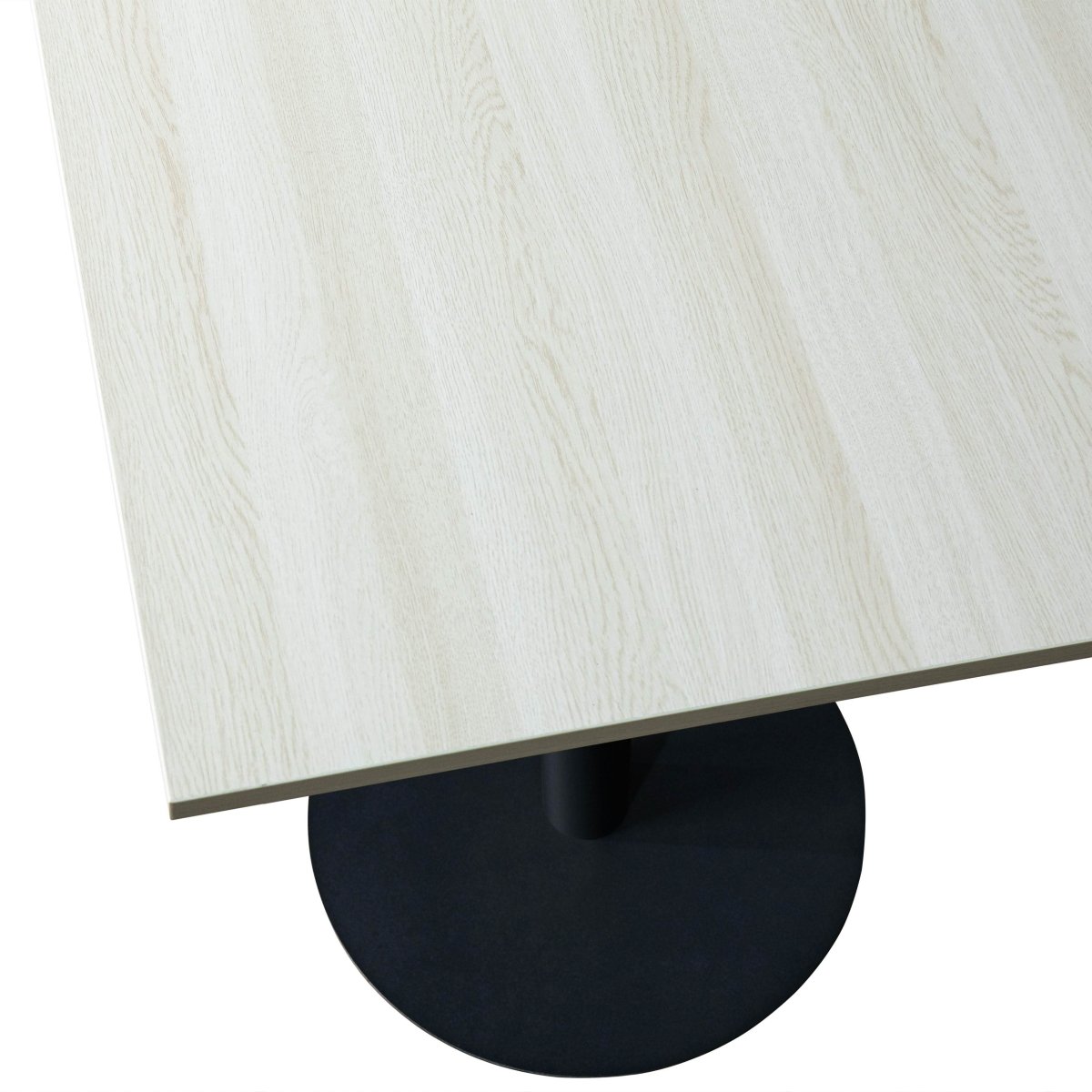 Vail Collection Dining Table Black/Gold Round Base With 24" Square Black MDF Top Black Light Wood Brown Dining Table Leisuremod