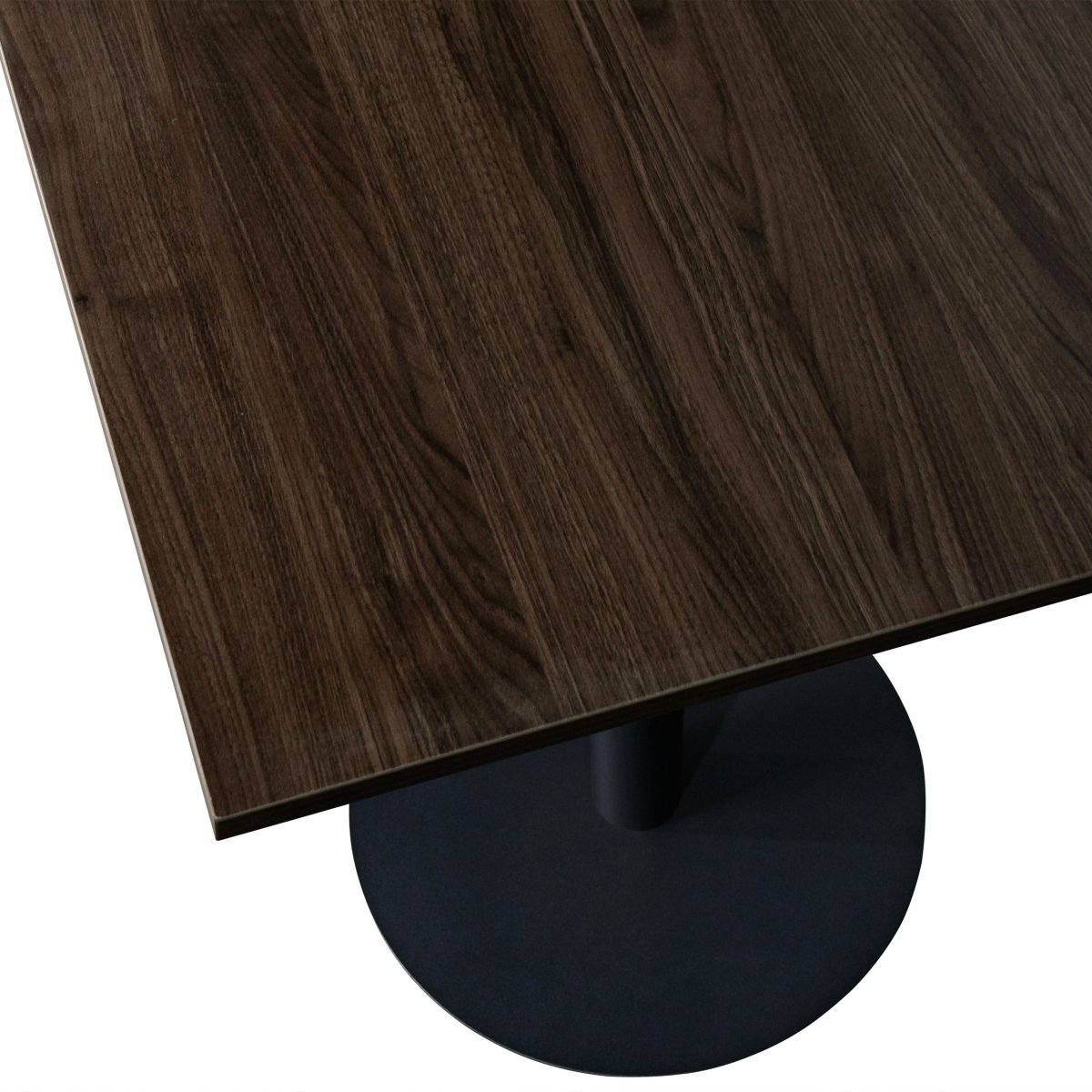 Vail Collection Dining Table Black/Gold Round Base With 24" Square Black MDF Top Black Dark Brown Dining Table Leisuremod
