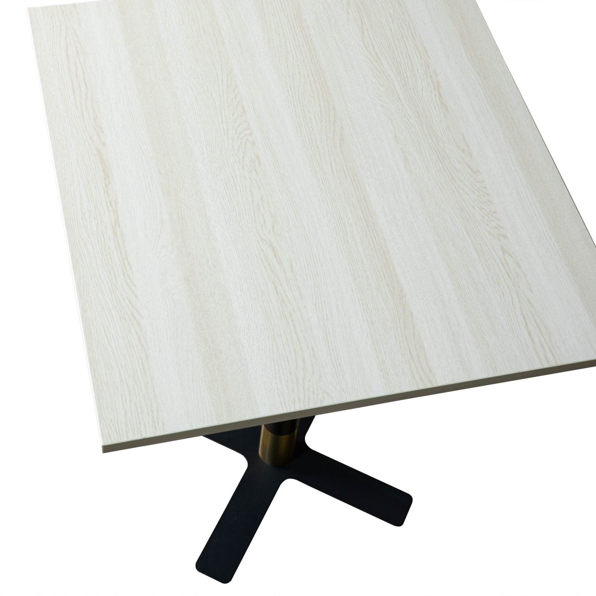 Vail Collection Dining Table Black/Gold X Base With 24" Square MDF Top Light Wood Brown Dining Table Leisuremod