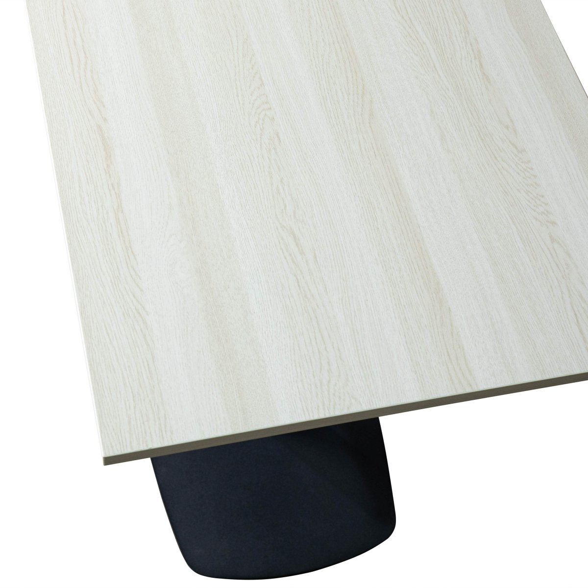 Vail Collection Dining Table Black Rectangle Base With 24" Square MDF Top Light Wood Brown Dining Table Leisuremod