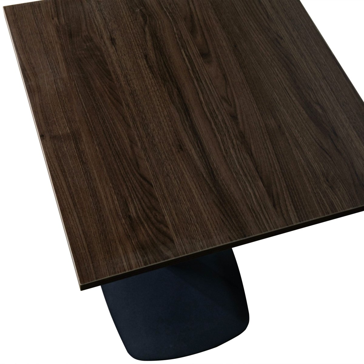 Vail Collection Dining Table Black Rectangle Base With 24" Square MDF Top Dark Brown Dining Table Leisuremod