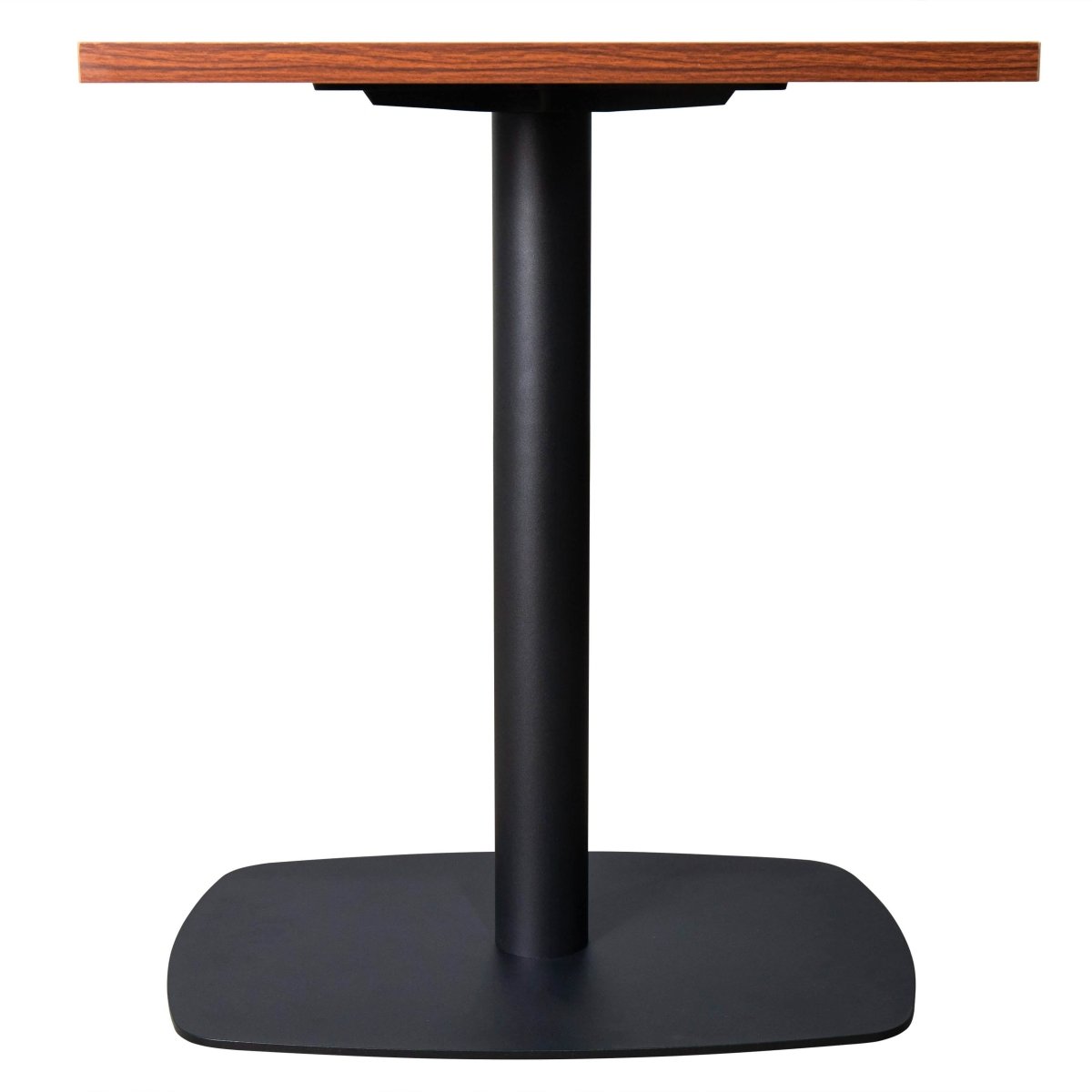 Vail Collection Dining Table Black Rectangle Base With 24" Square MDF Top Cognac Brown Dining Table Leisuremod