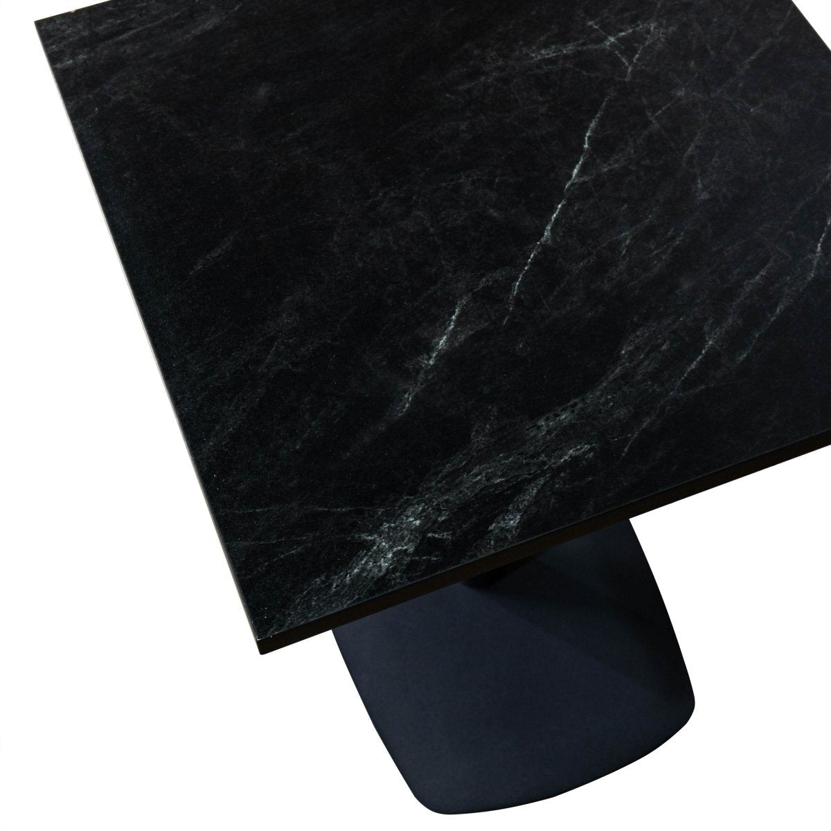 Vail Collection Dining Table Black Rectangle Base With 24" Square MDF Top Black Dining Table Leisuremod