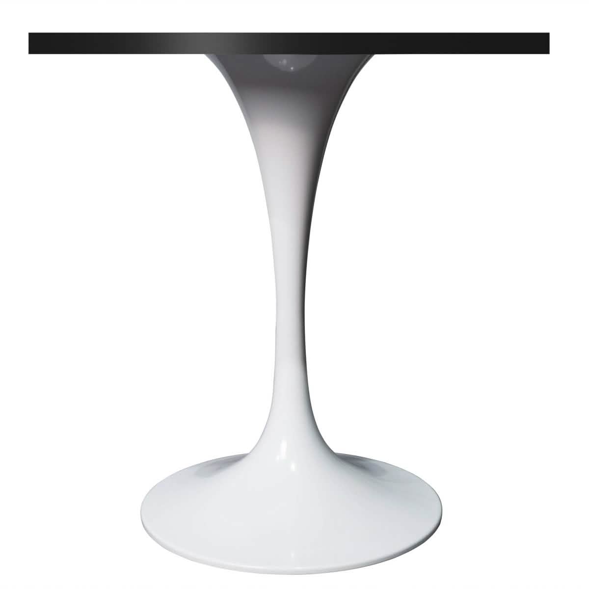 Verve Collection 24"Square Dining Table, Black/White/Brushed Gold Base with MDF Top 27 Inch White Black Wood Dining Table Leisuremod