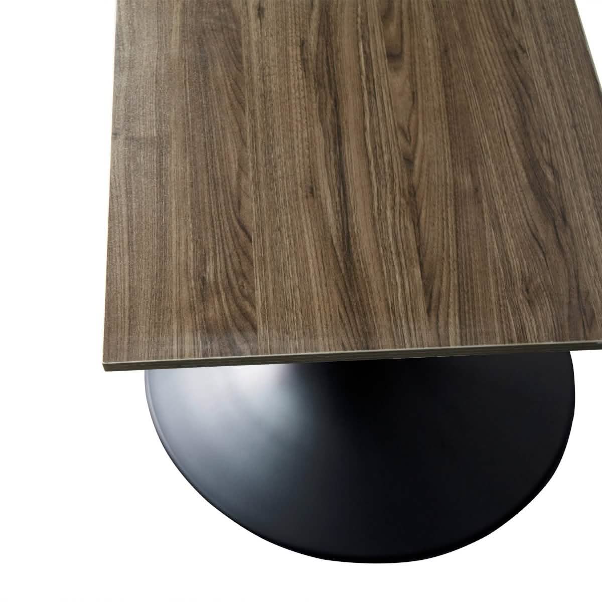 Verve Collection 24"Square Dining Table, Black/White/Brushed Gold Base with MDF Top 27 Inch Black Dark Maple Wood Dining Table Leisuremod