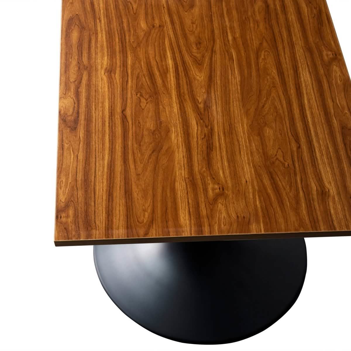 Verve Collection 24"Square Dining Table, Black/White/Brushed Gold Base with MDF Top 27 Inch Black Cognac Brown Wood Dining Table Leisuremod