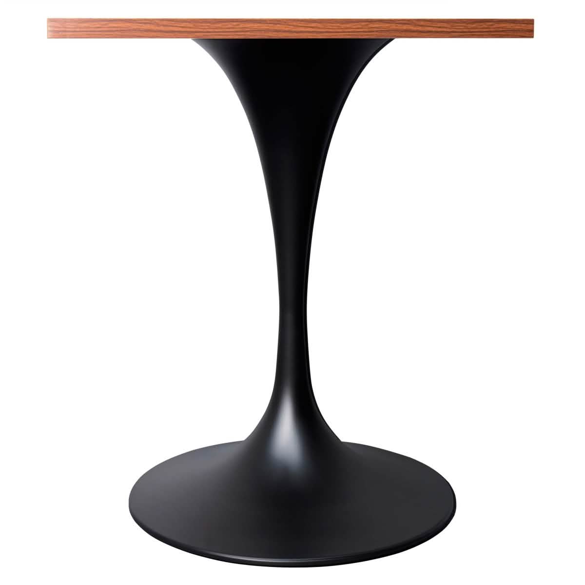 Verve Collection 24"Square Dining Table, Black/White/Brushed Gold Base with MDF Top 27 Inch Black Cognac Brown Wood Dining Table Leisuremod