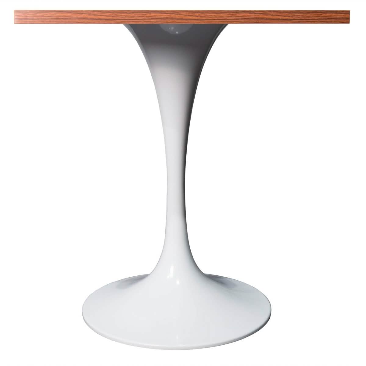 Verve Collection 24"Square Dining Table, Black/White/Brushed Gold Base with MDF Top 27 Inch White Cognac Brown Wood Dining Table Leisuremod