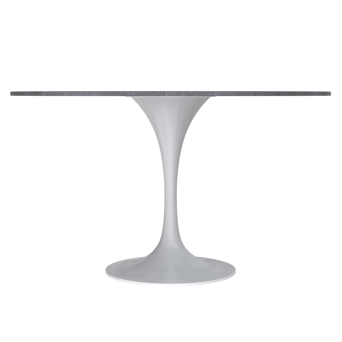 Verve Round Dining Table with MDF/Sintered Stone/Resin Tabletop in White Stainless Steel Pedestal Base Sintered Stone 48 Inch Black Dining Table Leisuremod