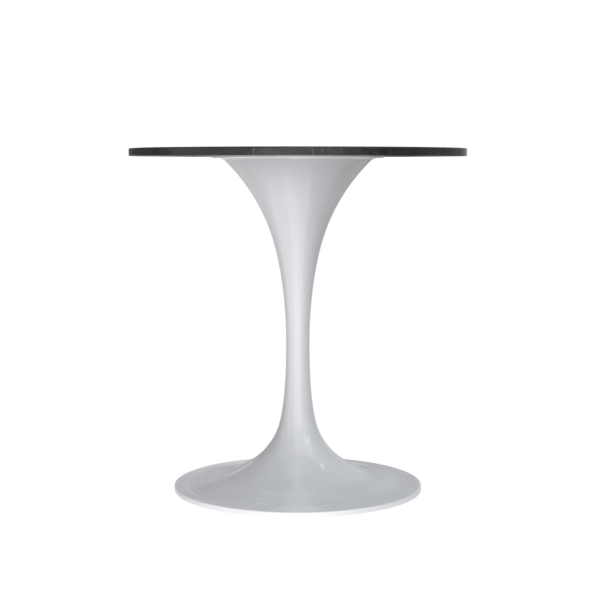 Verve Round Dining Table with MDF/Sintered Stone/Resin Tabletop in White Stainless Steel Pedestal Base Sintered Stone 27 Inch Black Dining Table Leisuremod