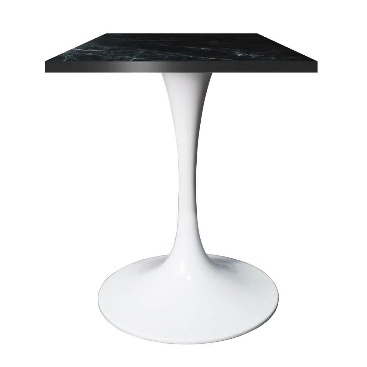 Verve Collection 24"Square Dining Table, Black/White/Brushed Gold Base with MDF Top 27 Inch White Black Wood Dining Table Leisuremod