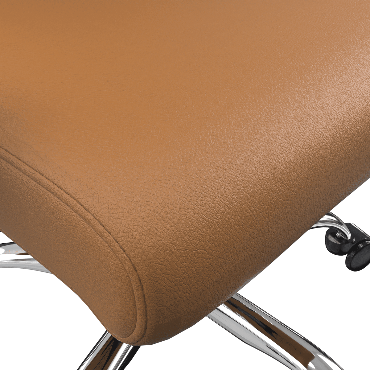 Evander Modern Swivel Office Chair in Leather with Adjustable Height and Silver Frame Acorn Brown Office Chair Leisuremod