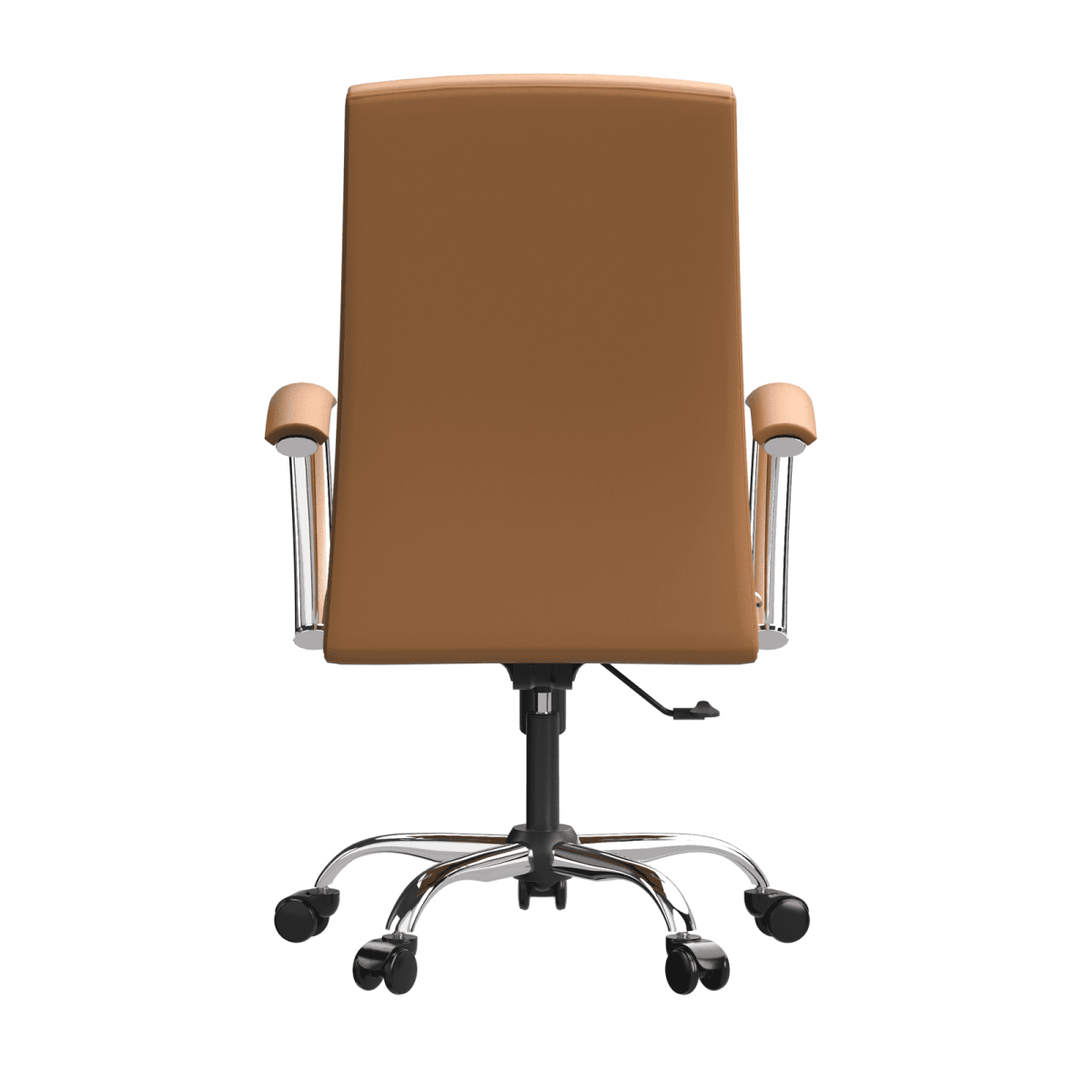 Evander Modern Swivel Office Chair in Leather with Adjustable Height and Silver Frame Acorn Brown Office Chair Leisuremod